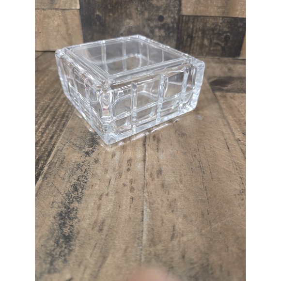 Avon Other - Avon 24% Lead Crystal Trinket Box France Square Grid Pattern Lidded Jewelry Dish